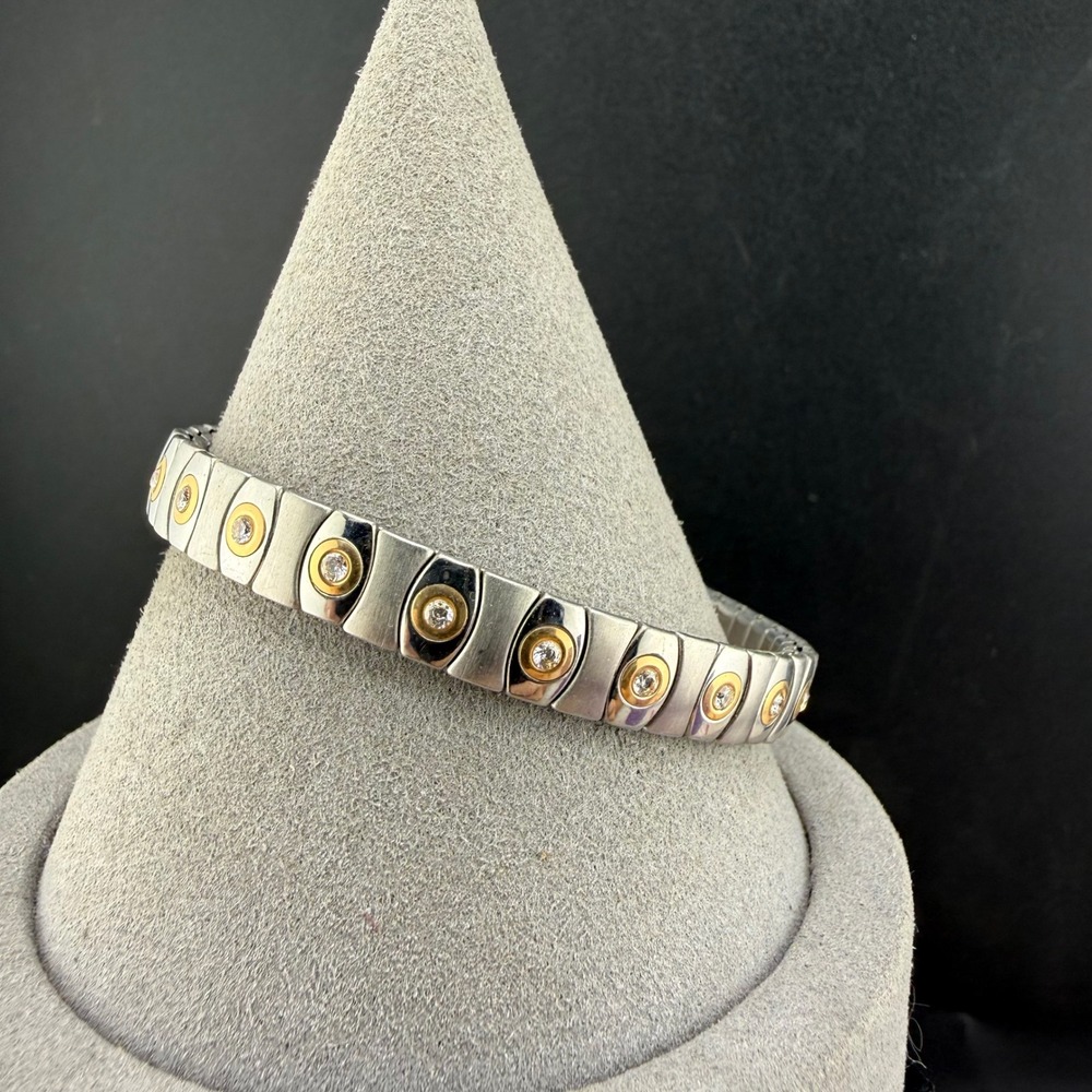 Vintage Speidel Expansion Bracelet Stainless 14kt DQCZ 7.5in